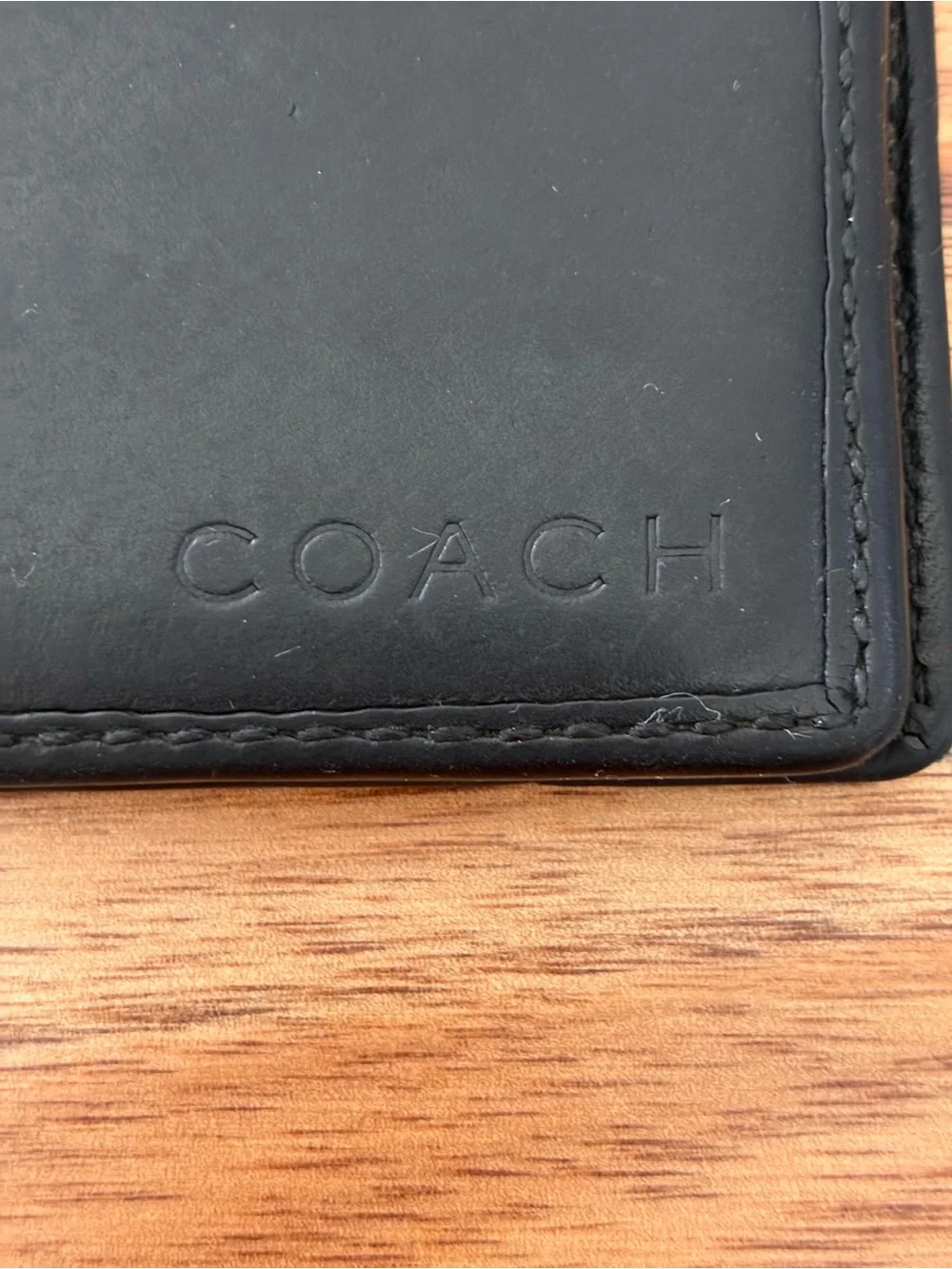 COACH Men’s Black Leather Wallet Bifold Billfold w/ Gray Canvas Accent